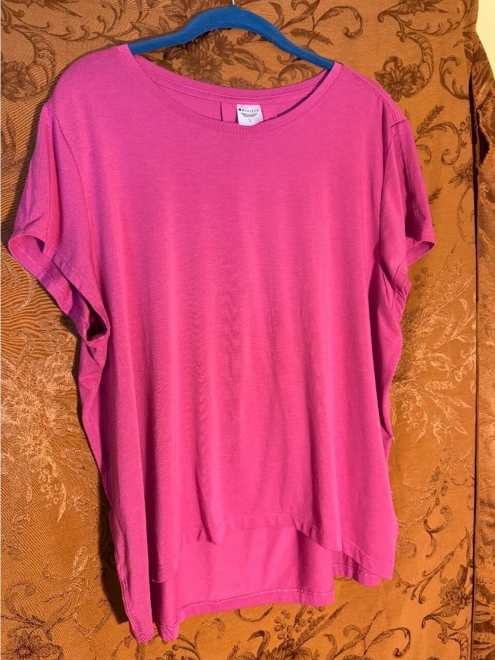 Athleta with Ease Tee Fuchsia Rose Pink Short Sleeve Sz L